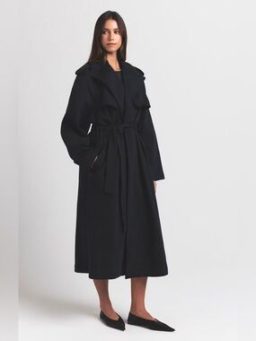 NWT SKIMS Boyfriend Fleece Oversized Trench Coat Onyx Black Size L